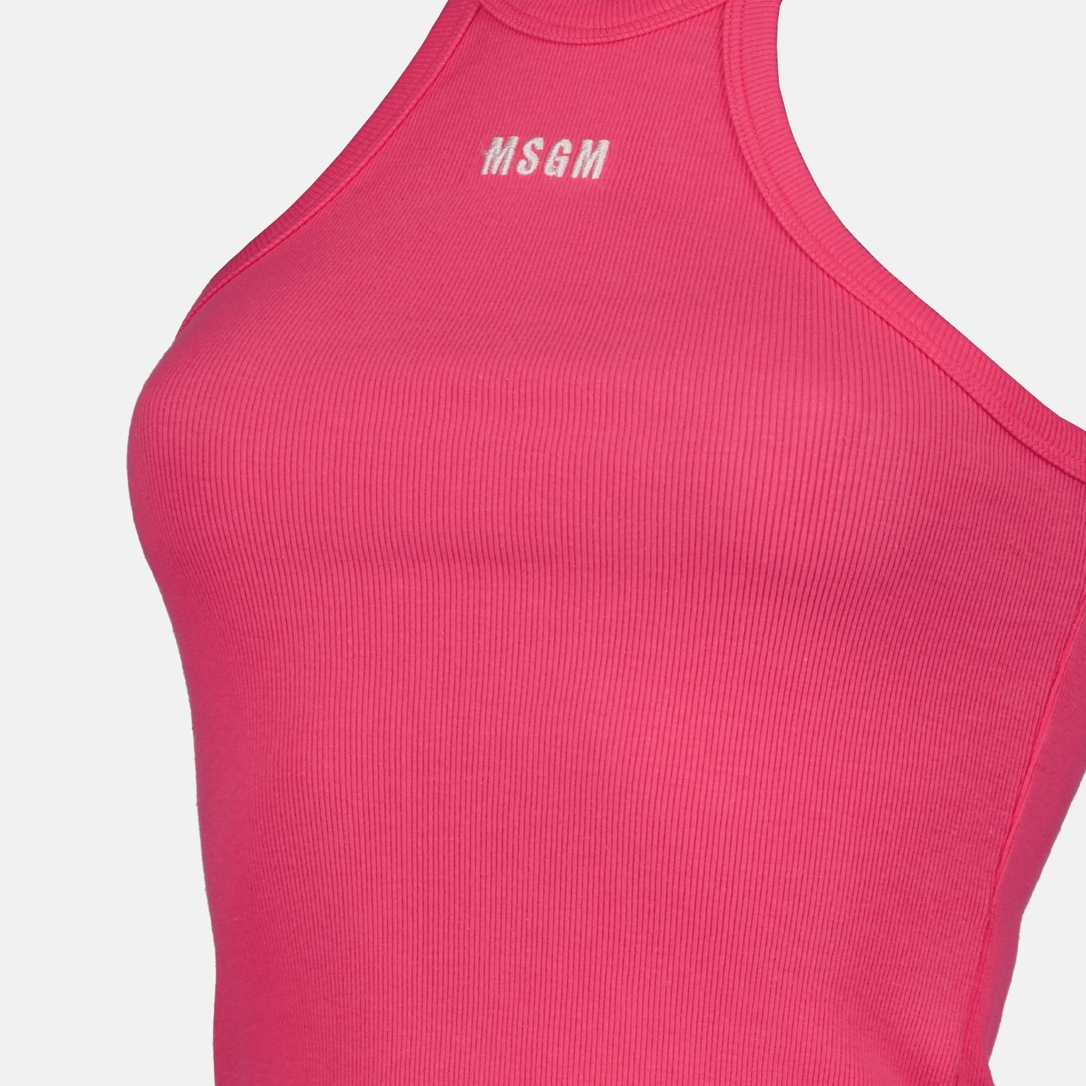 
MSGM logo tank top, pink luxury top, women's designer tank top, high-end fashion, elegant casual wear  
**