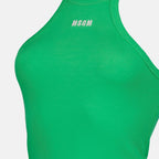 MSGM women's tank top, luxury green tank top, designer logo top, elegant women's top, high-end fashion