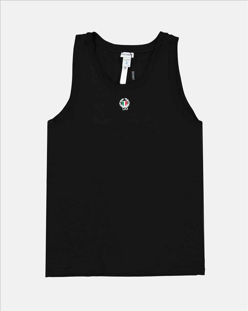 Dolce & Gabbana Tank Top, Men's Black Tank Top, Luxury Tank Top, High-End Men's Fashion, Cotton Elastane Tank Top