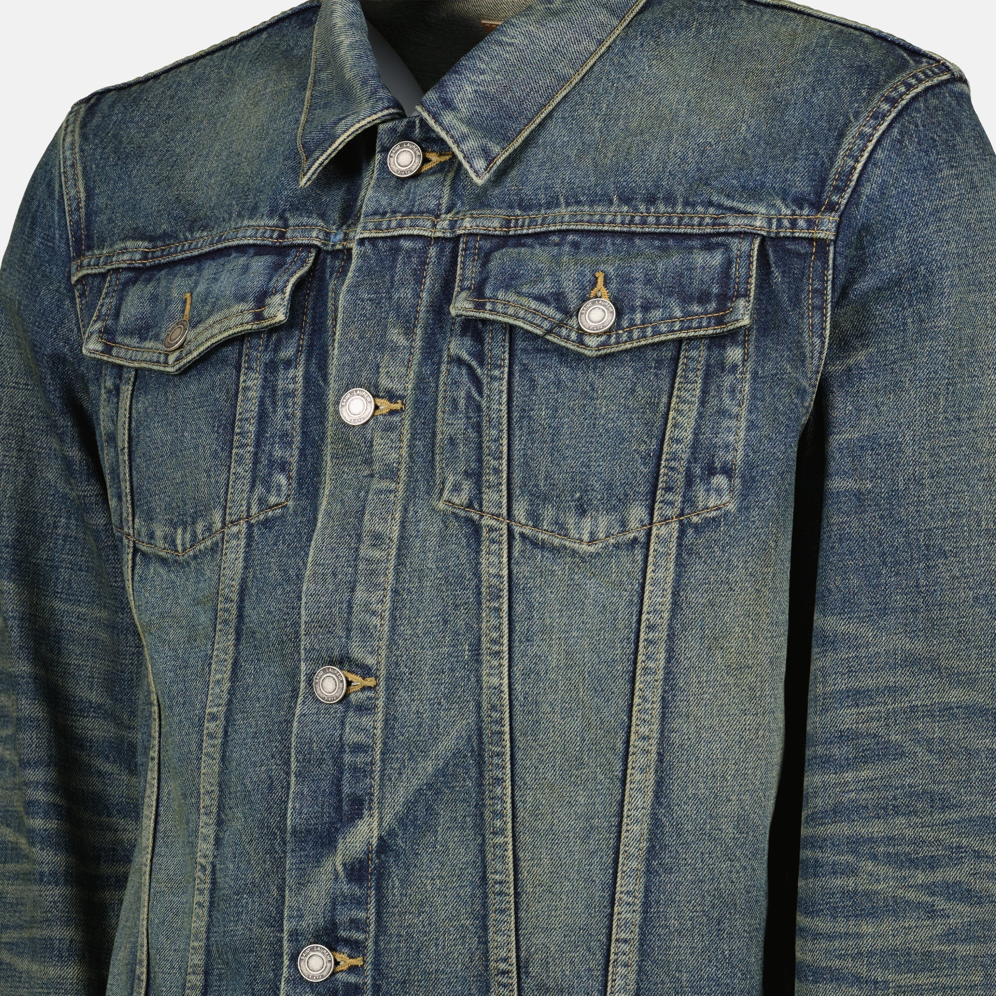 Image of Classic Denim Jacket by Saint Laurent for Men - Season Autumn-Winter 2024 - Product detail view 2