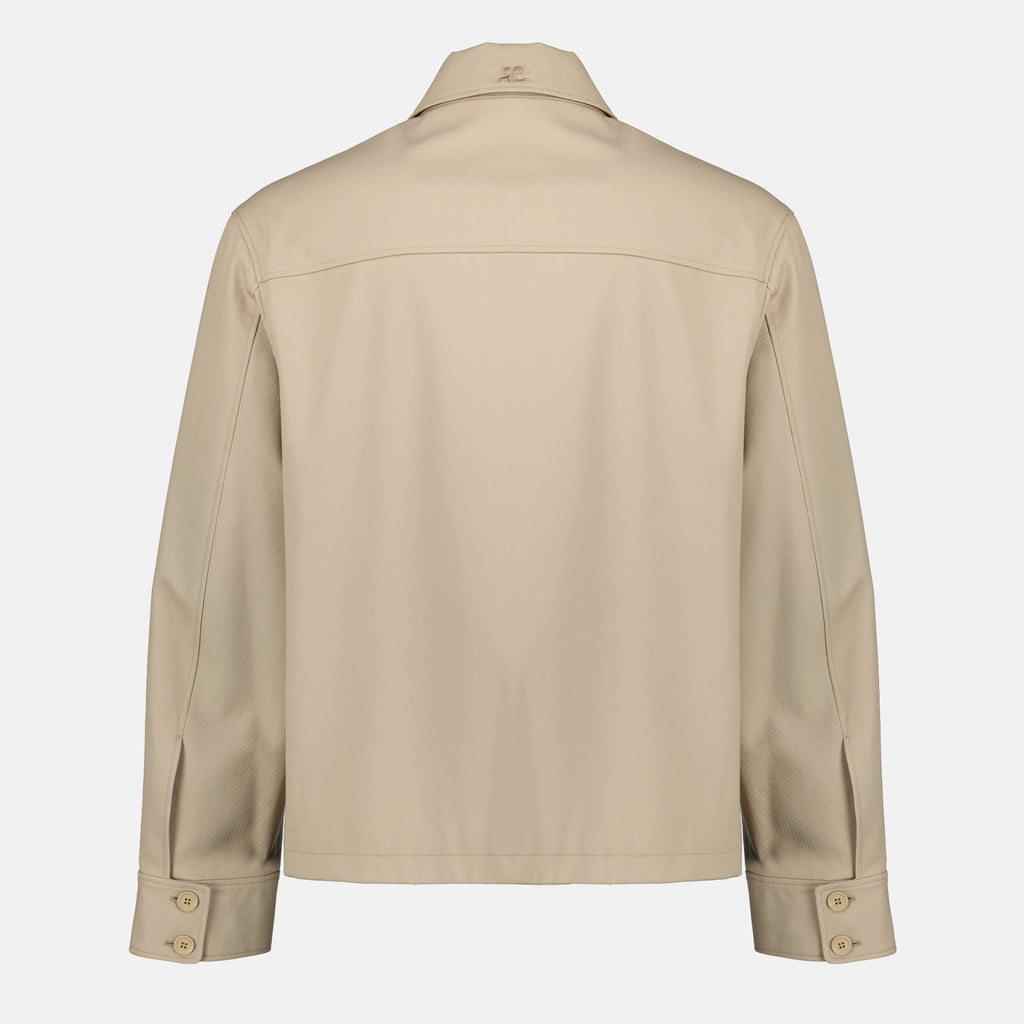 Imagen de chaqueta beige con cremallera de Courrèges para hombres - Temporada Primavera-Verano 2026 - Vista trasera