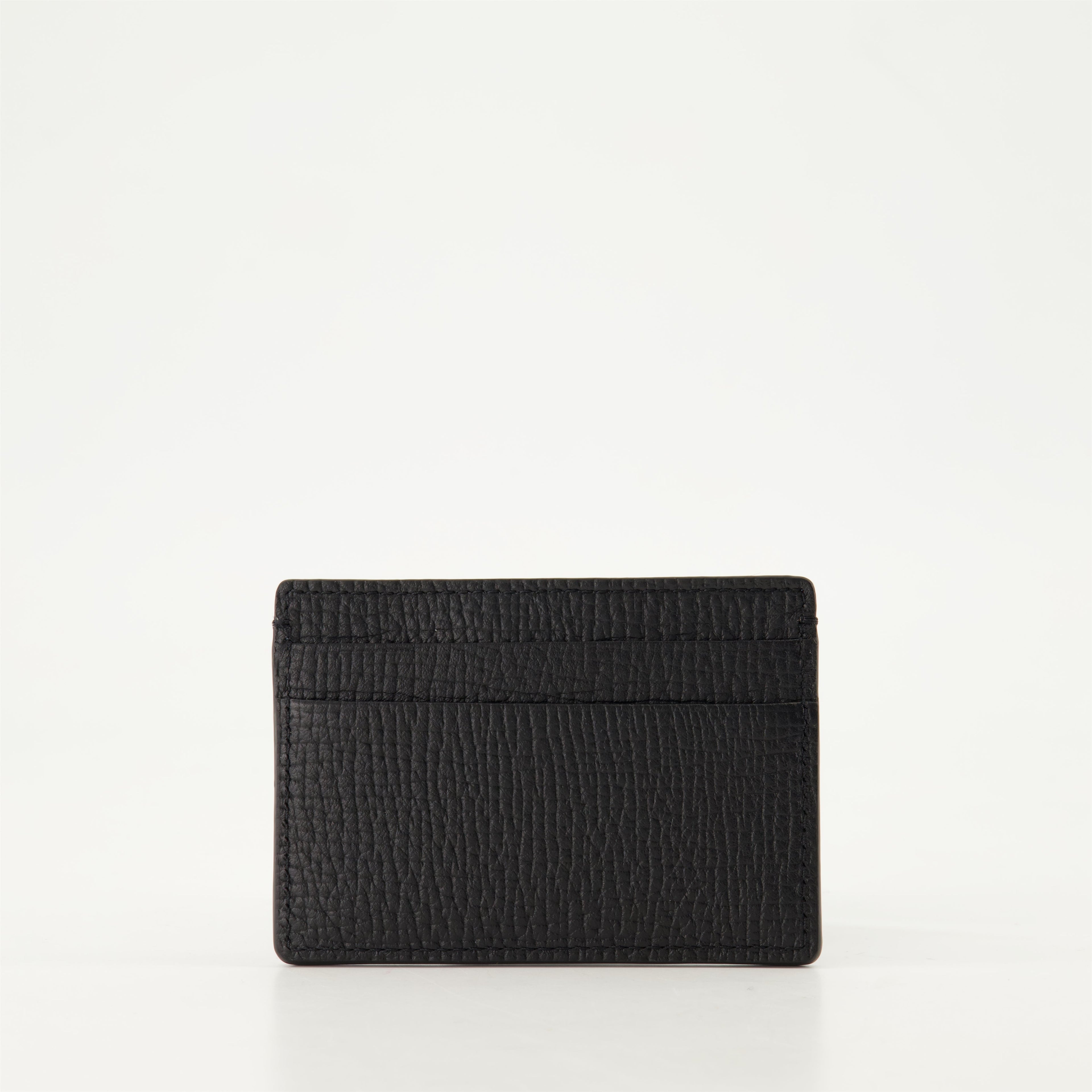 Leather Card Holder, Grained Leather, Versace Accessory, Card Slots, Metallic Logo