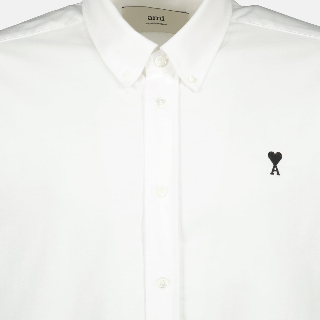 Ami de coeur shirt, white shirt, organic cotton shirt, Ami Paris, men's fashion shirt