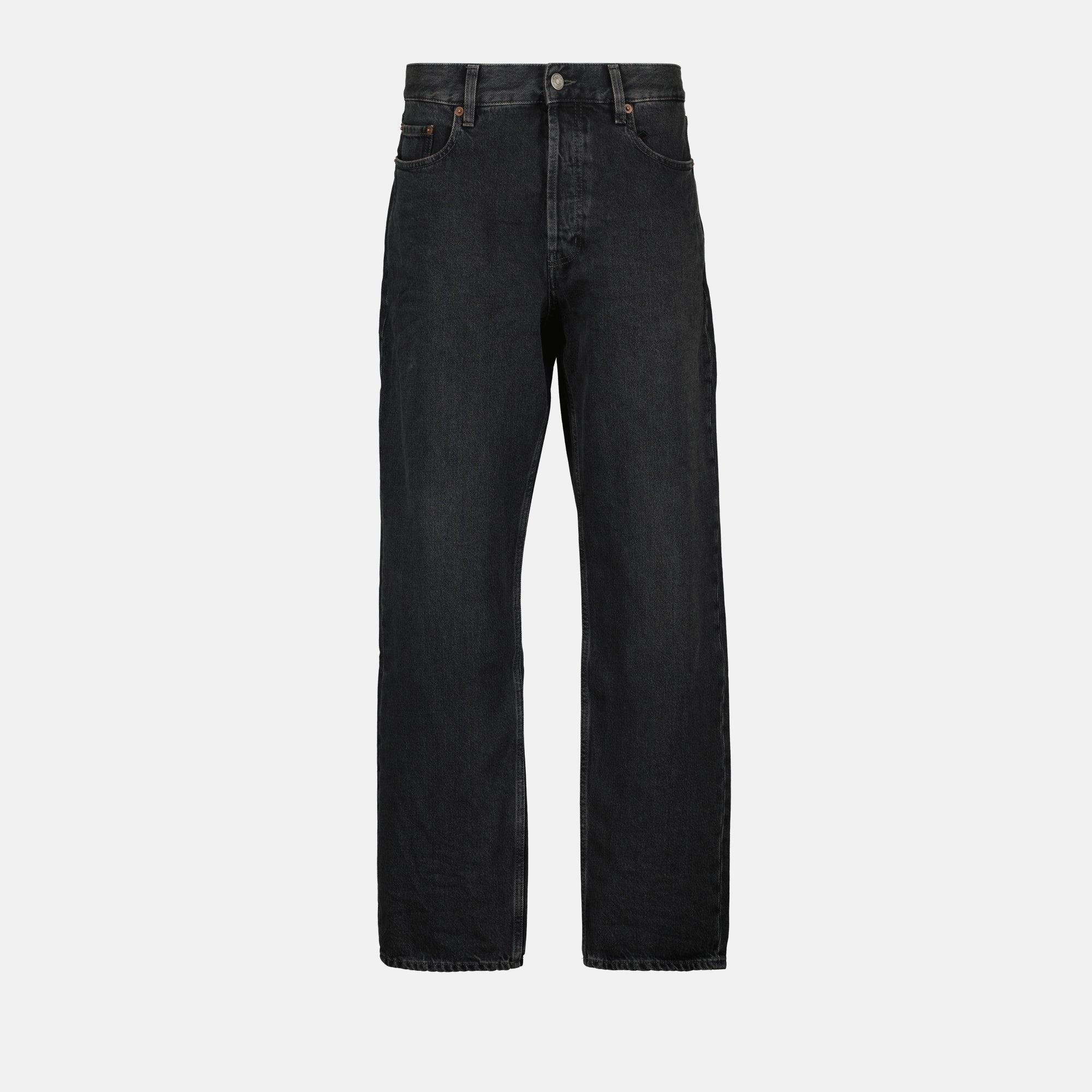 denim jeans, Saint Laurent jeans, Westwood denim, straight-cut jeans, faded black jeans