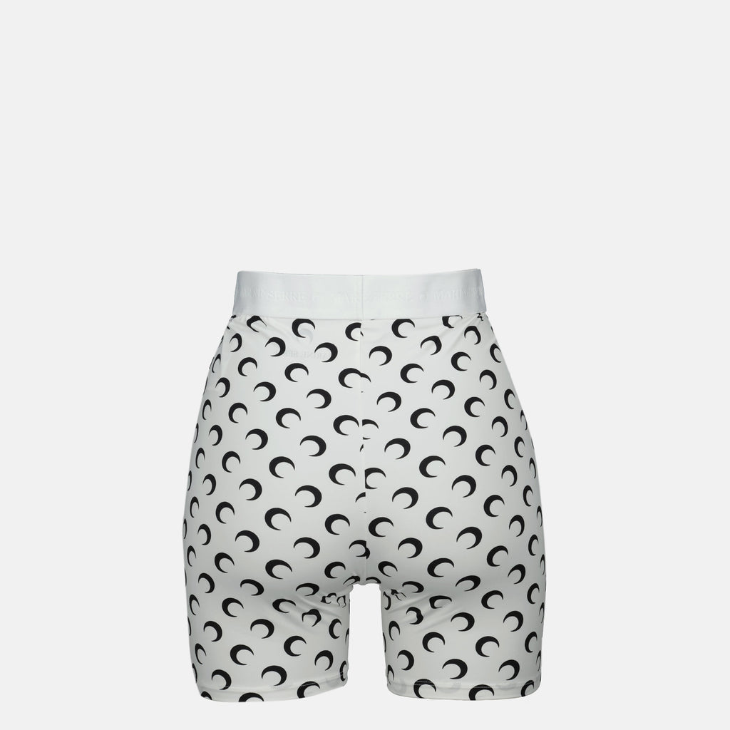 Moon bike shorts, Marine Serre shorts, high-waisted bike shorts, polyamide shorts, contemporary fashion
