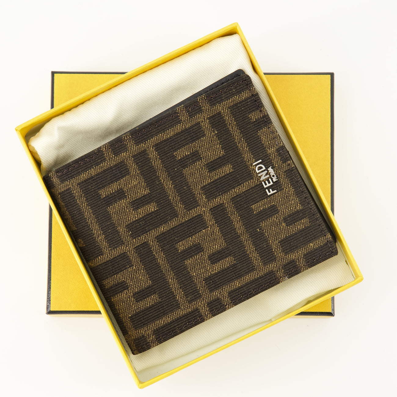 Fendi wallet, jacquard wallet, brown leather wallet, luxury accessories, wallet with card slots