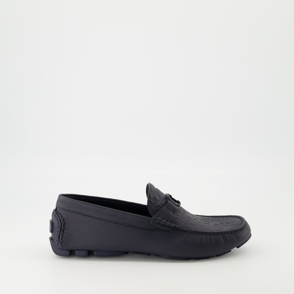Mocassin Odéon, navy moccasins, Dior footwear, grained leather shoes, luxury men’s shoes