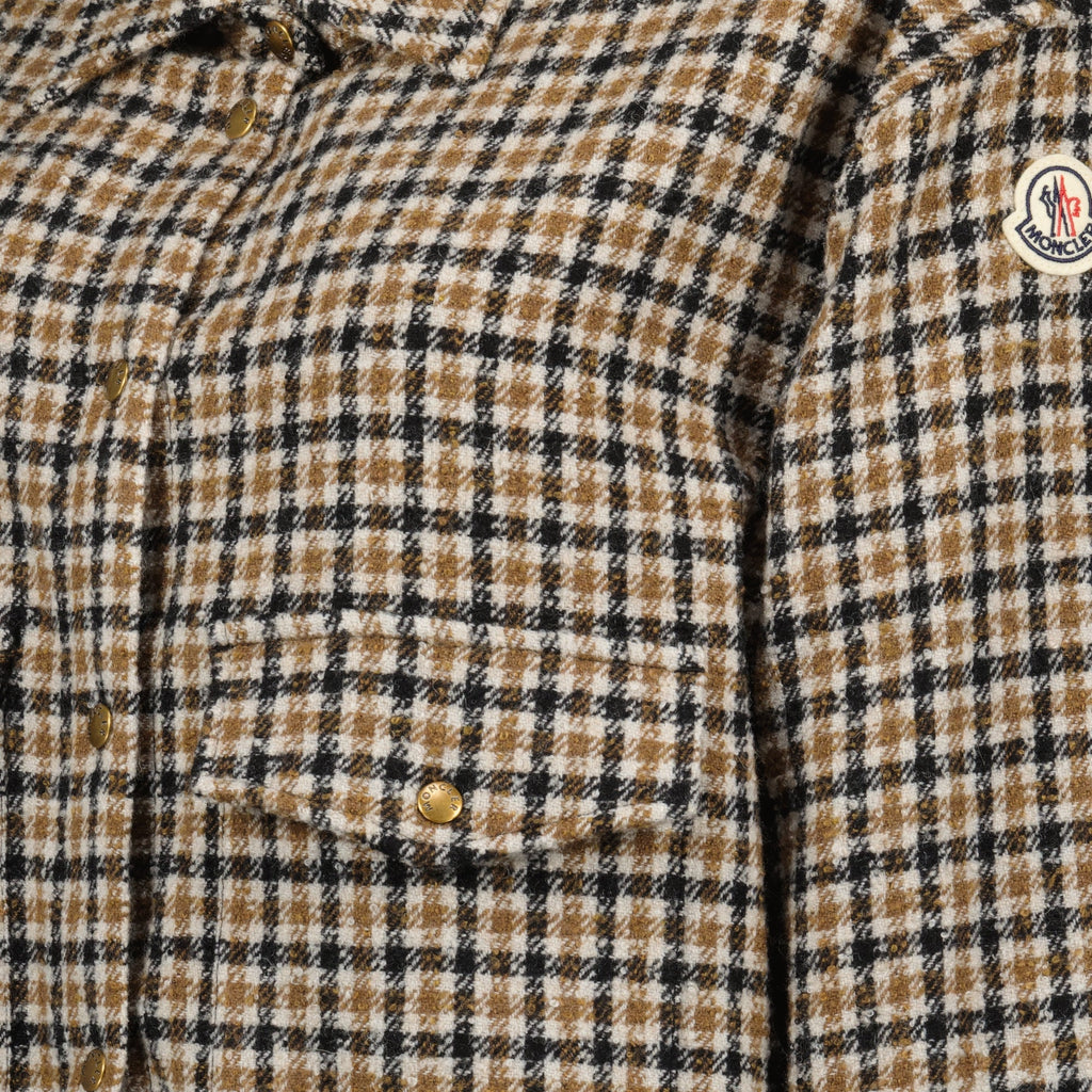 Moncler jacket, plaid shirt jacket, polyamide wool blend, Autumn Winter 2025, stylish outerwear