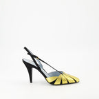 Valentino Garavani, Foliefoliage pumps, black and gold pumps, pointed toe pumps, adjustable ankle strap shoes