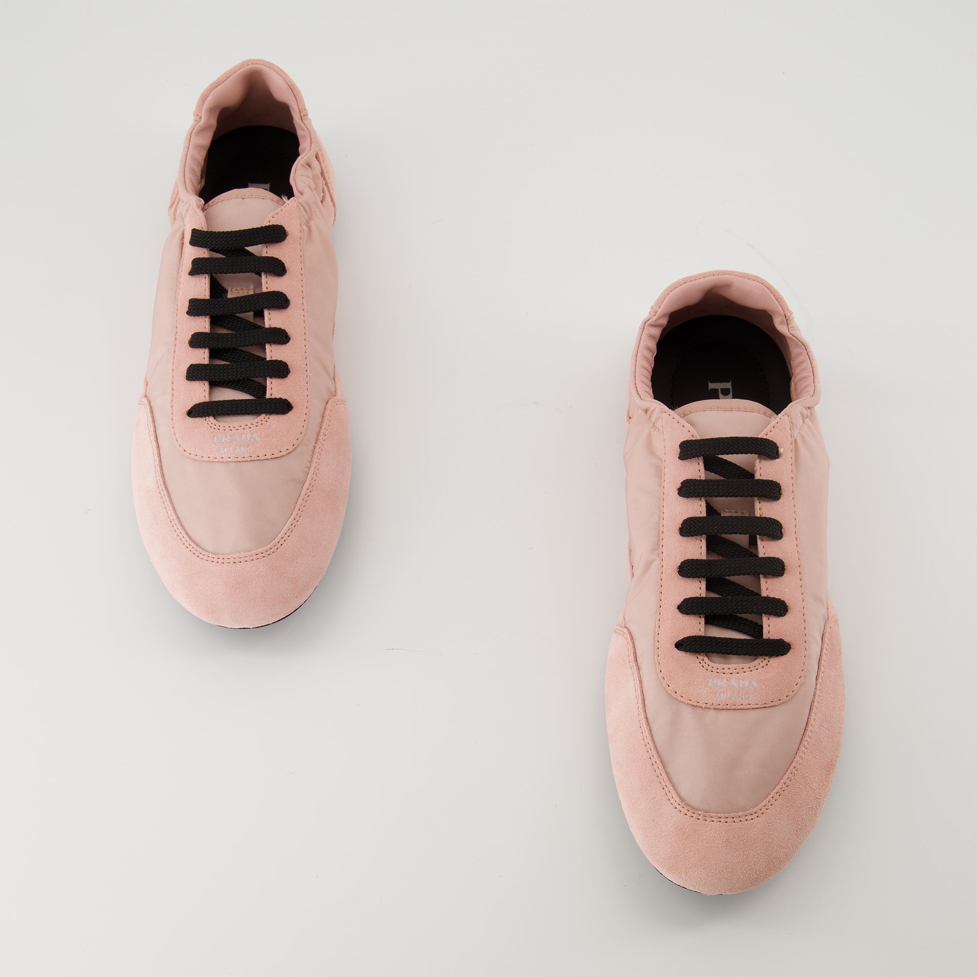 Prada sneakers, pink sneakers, Re-nylon shoes, designer footwear, suede leather sneakers