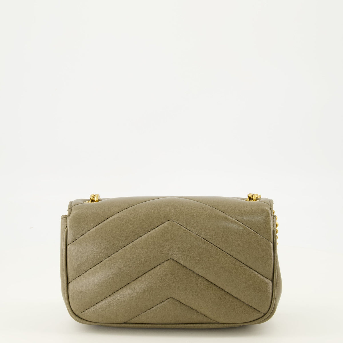 Borsa a spalla Loulou Mini in pelle color cachi
