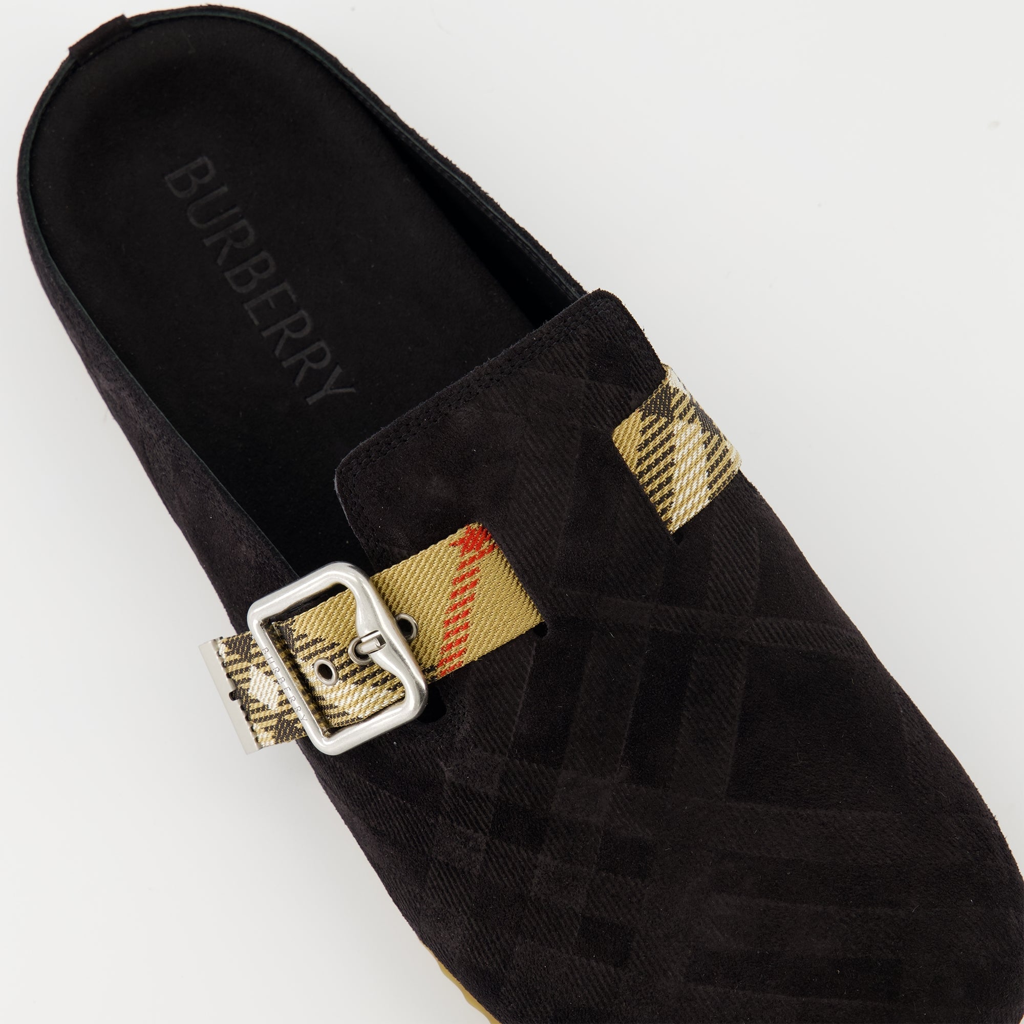 Burberry clogs, velour leather footwear, designer slip-ons, non-slip clogs, premium leather shoes
