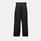 Image of Black Distressed Cargo Pants by Prada for Men - Season Spring-Summer 2025 - Product detail view 1