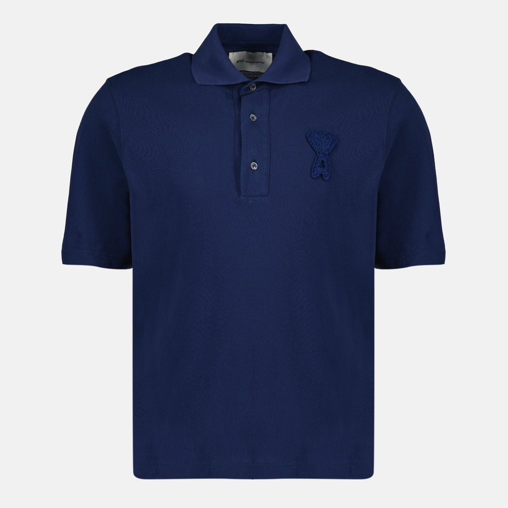 Image of Polo ami de coeur tissé bleu beige by Ami PARIS for Unisex - Season Spring-Summer 2026 - Front View