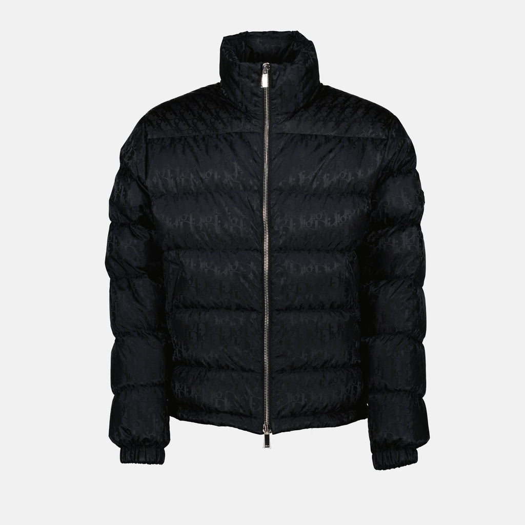 Dior Oblique Puffer Jacket, luxury winter jacket, black quilted jacket, high collar puffer, Autumn-Winter 2024 fashion