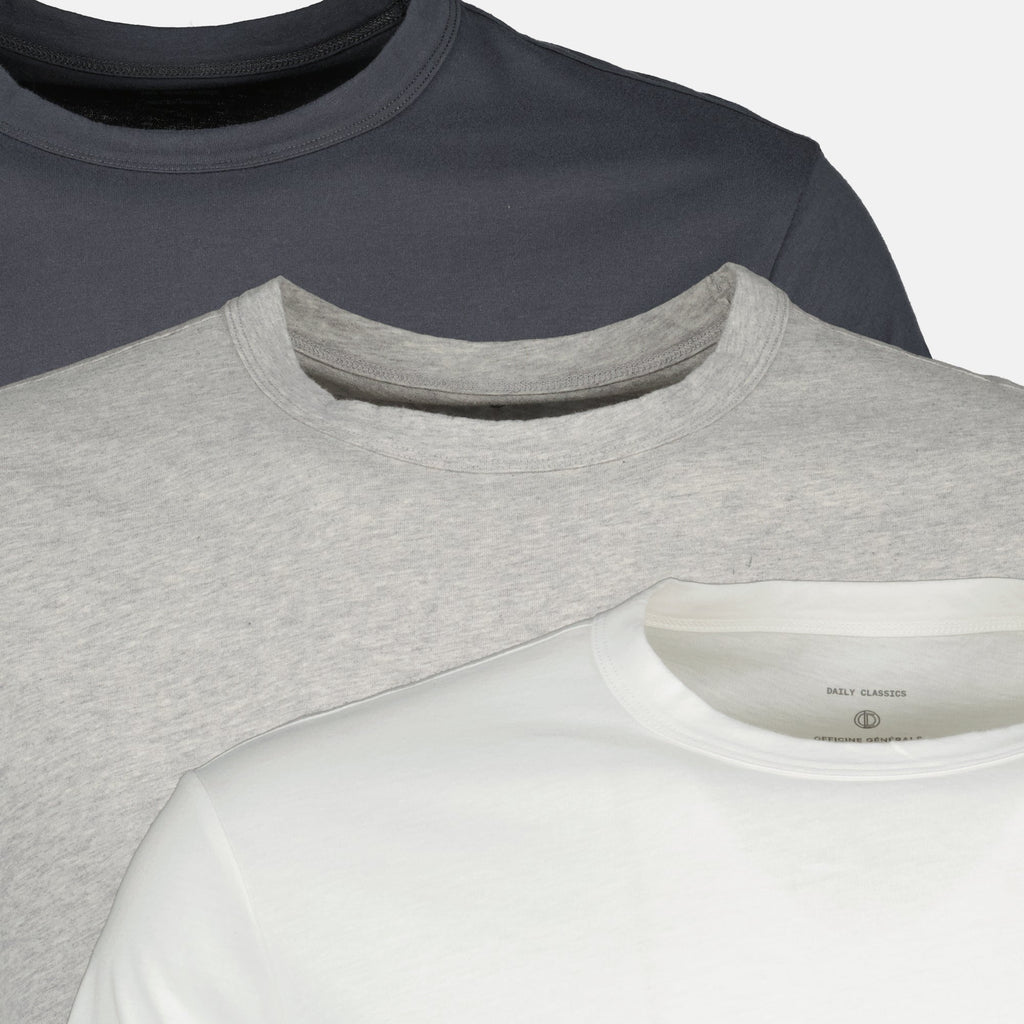 Image du set de t-shirts à col rond classique par Officine Générale pour hommes - Saison printemps-été 2026 - Vue de détail du produit 2