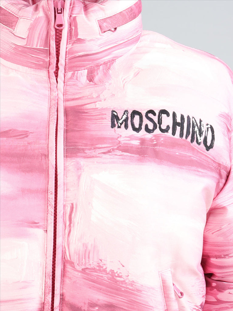 Moschino, Paint Print Jacket, Women’s Outerwear, Luxury Puffer Jacket, Designer Fashion