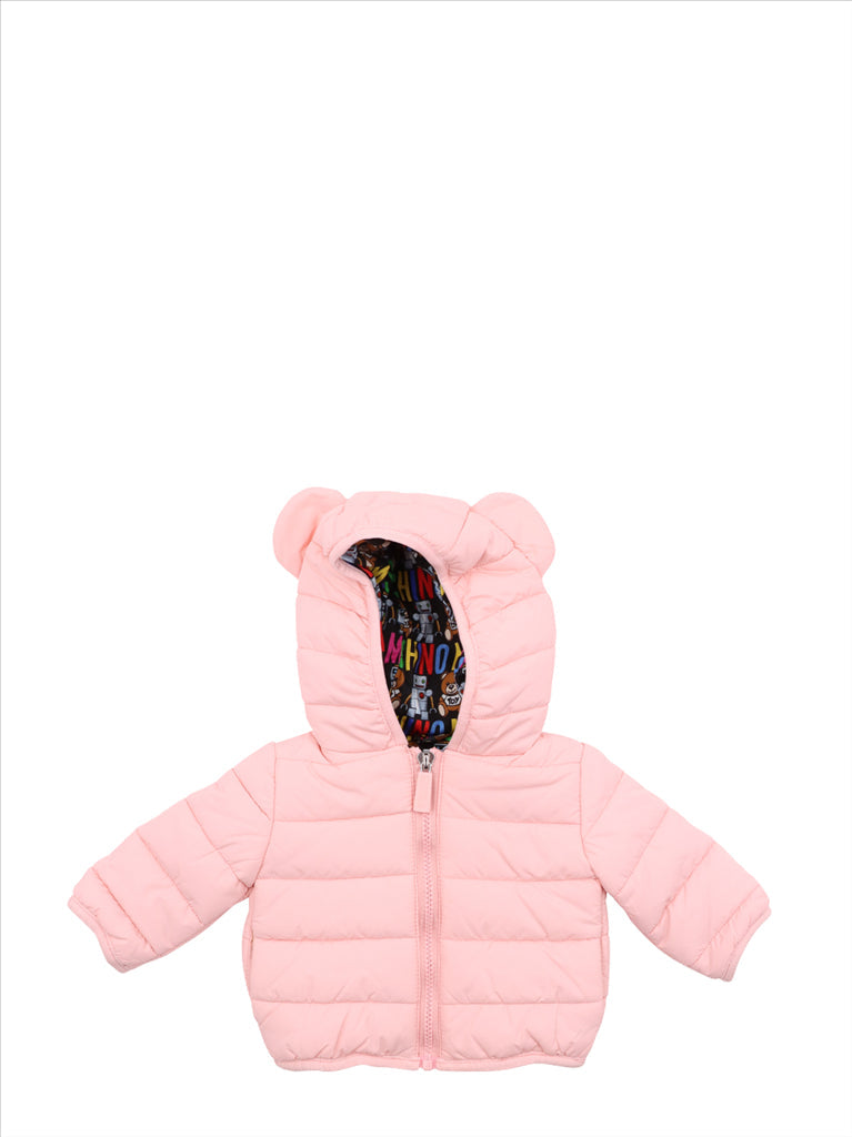 Moschino jacket, girls puffer jacket, luxury kidswear, pink puffer coat, designer children’s wear