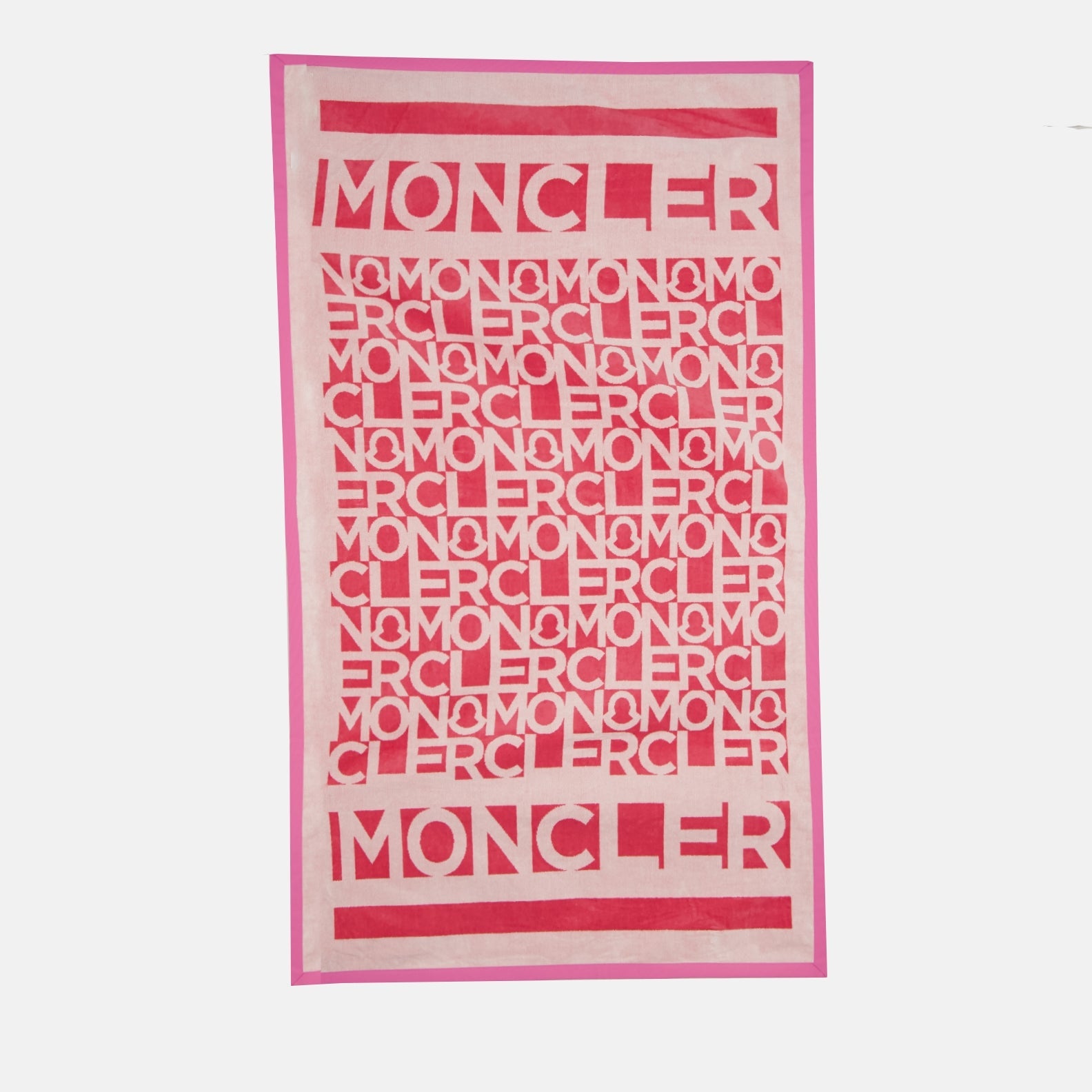 Moncler, monogrammed beach towel, luxury accessories, women's beachwear, designer beach towel