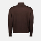 Moncler cardigan, brown wool cardigan, suede outerwear, men's cardigans, Autumn Winter fashion