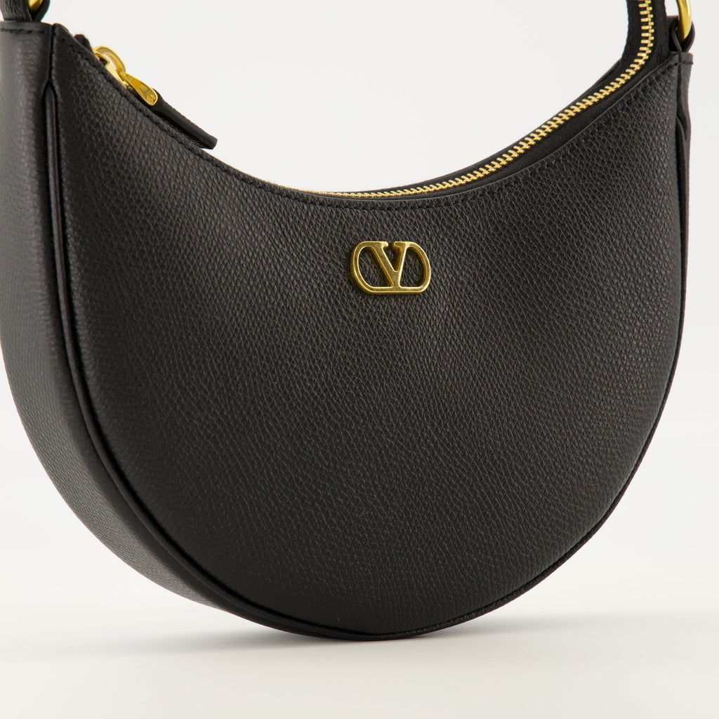 Mini Hobo Bag in Black Leather