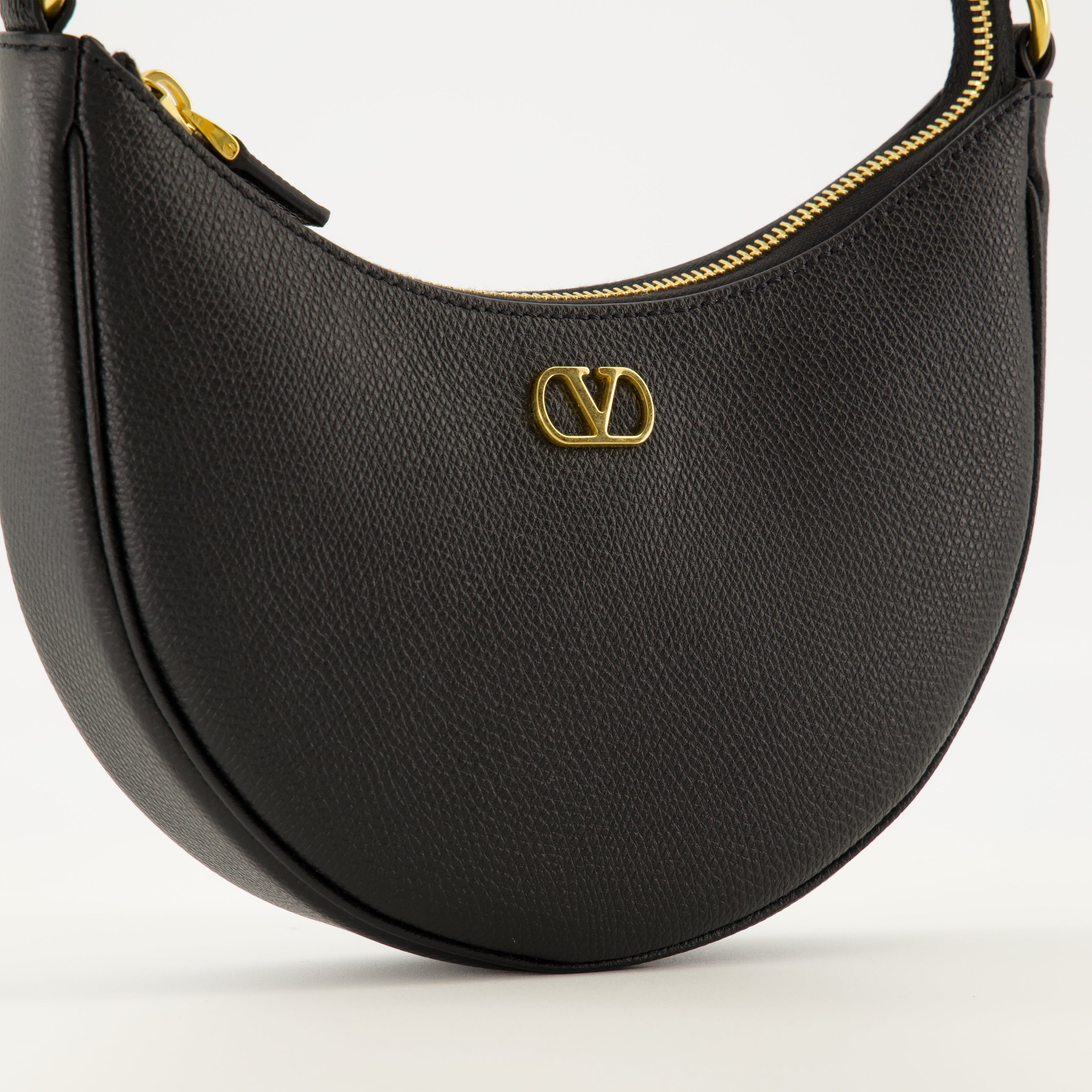 Mini Hobo Bag in Black Leather