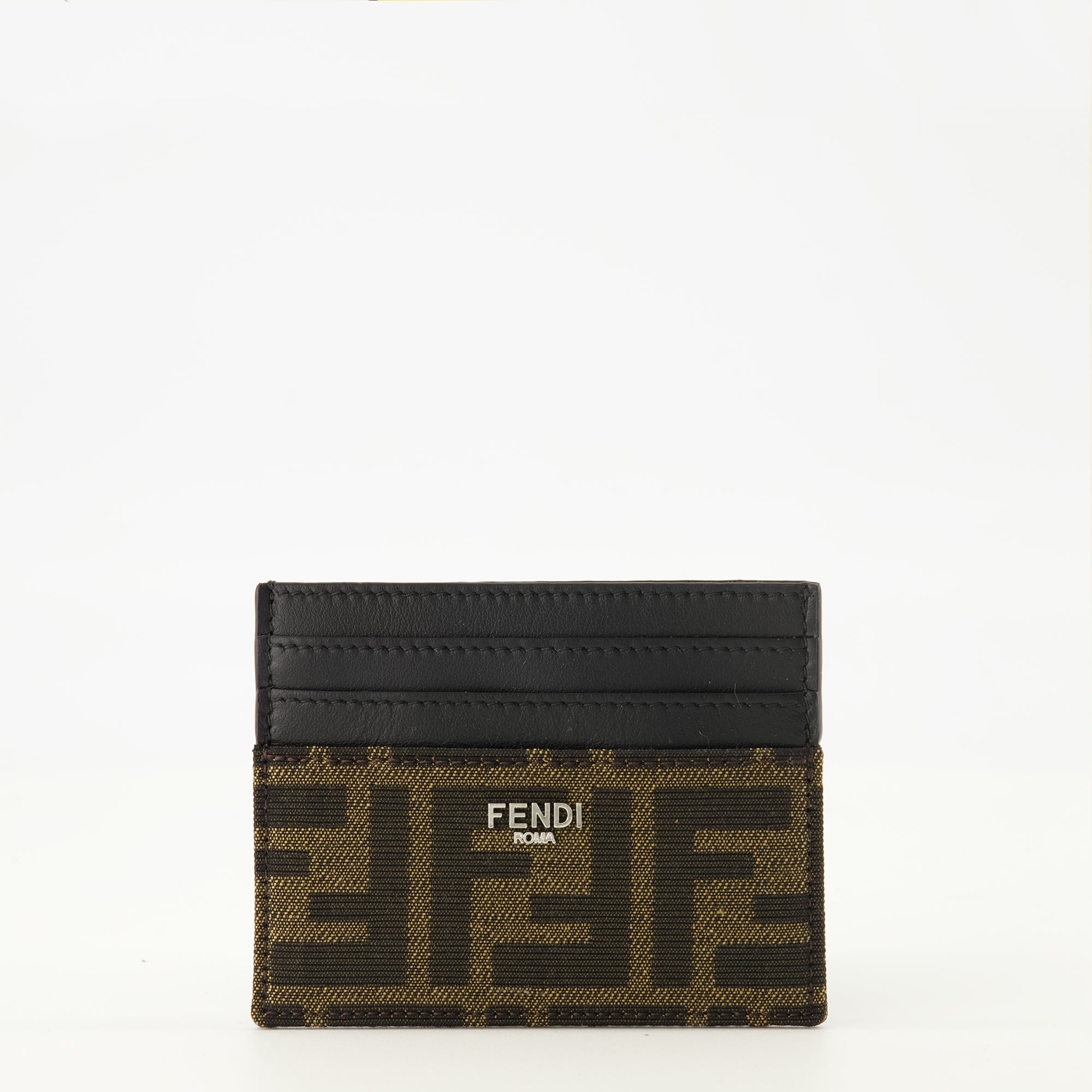 Image of FF Brown Card Holder by Fendi for Men - Season Spring-Summer 2026 - Front View