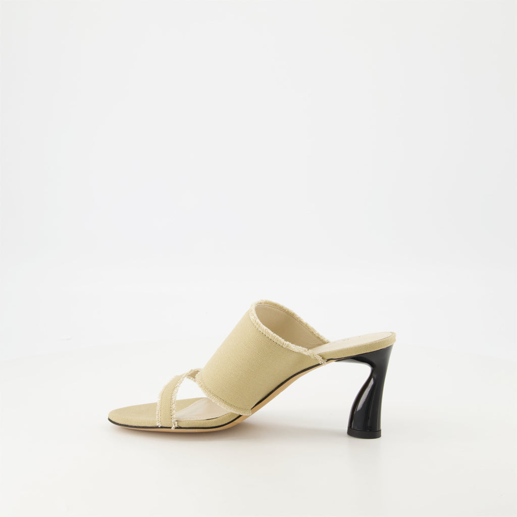 mules, Garnett, beige canvas, Spring-Summer collection, women’s footwear