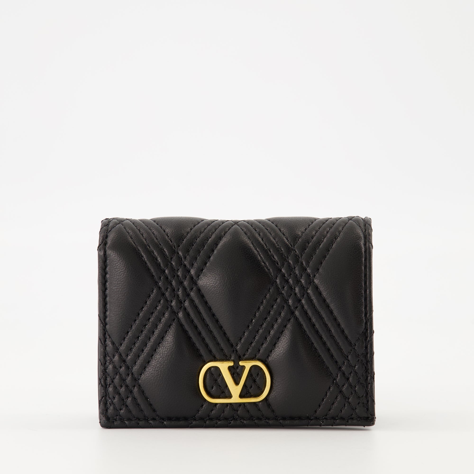 Quiltie 67 wallet, Valentino wallet, black leather wallet, quilted design wallet, designer wallet