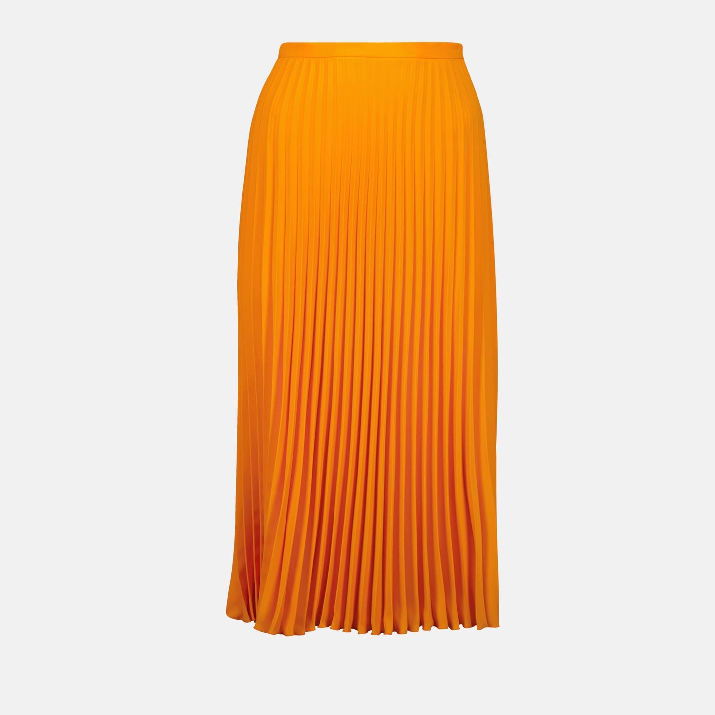 MM6 pleated skirt, orange midi skirt, spring-summer 2025 skirt, elegant pleated skirt, polyester pleated skirt