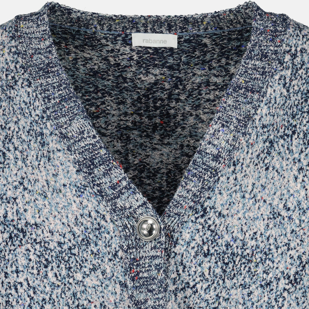 Tweed Effekt Blauer Cardigan