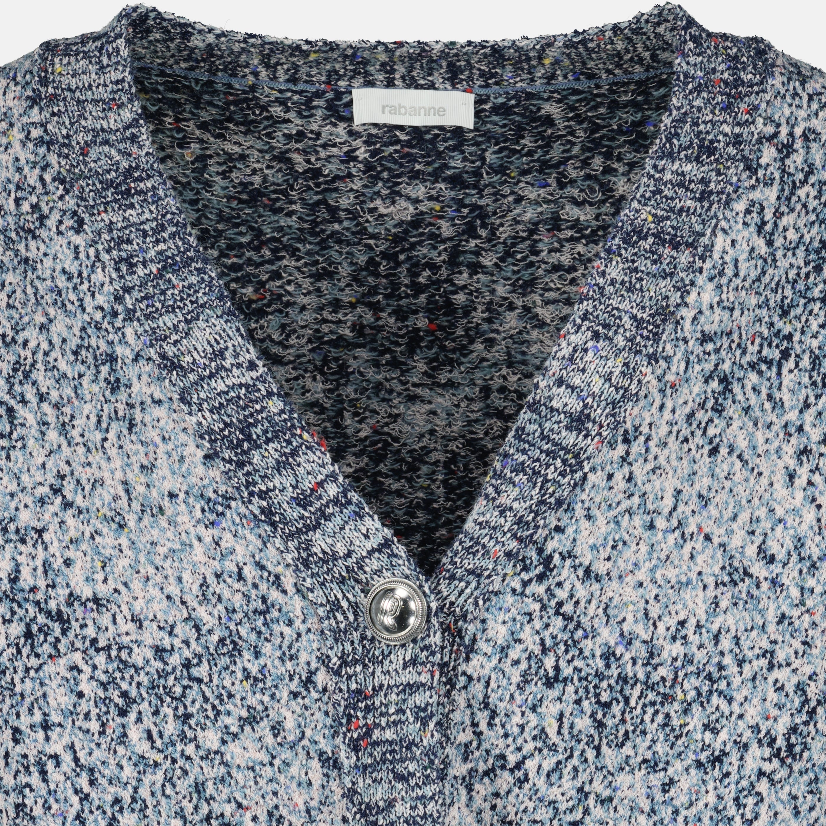 Tweed Effekt Blauer Cardigan