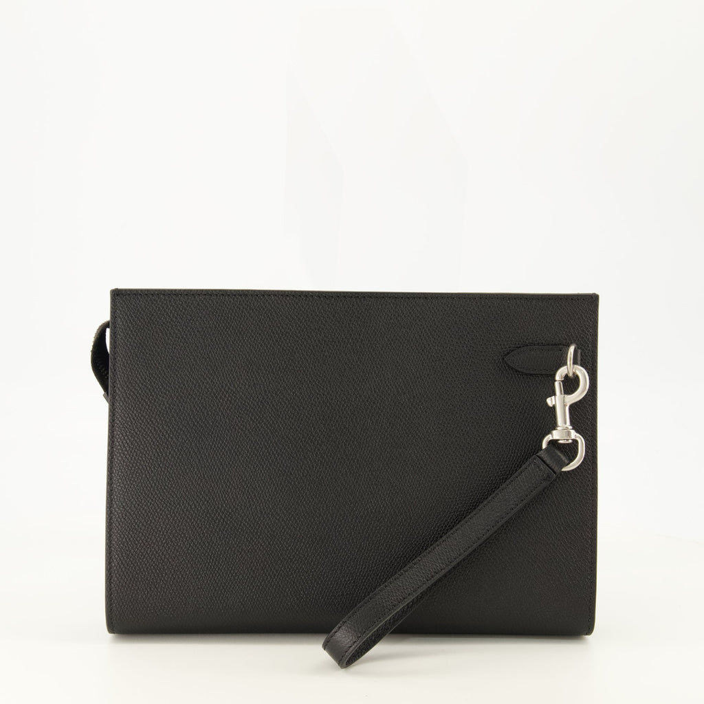 Pochette-bracelet VLogo en cuir avec détails métalliques