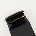 black wallet, AMI Paris, grained leather wallet, snap closure, card slots