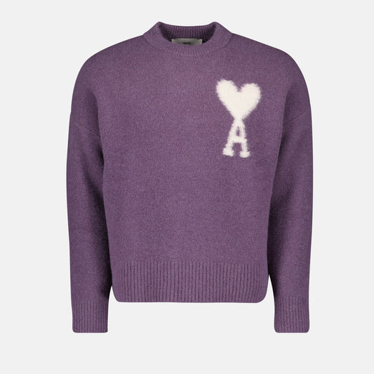 Oversize sweater, violet sweater, AMI Paris, alpaca knitwear, autumn-winter collection