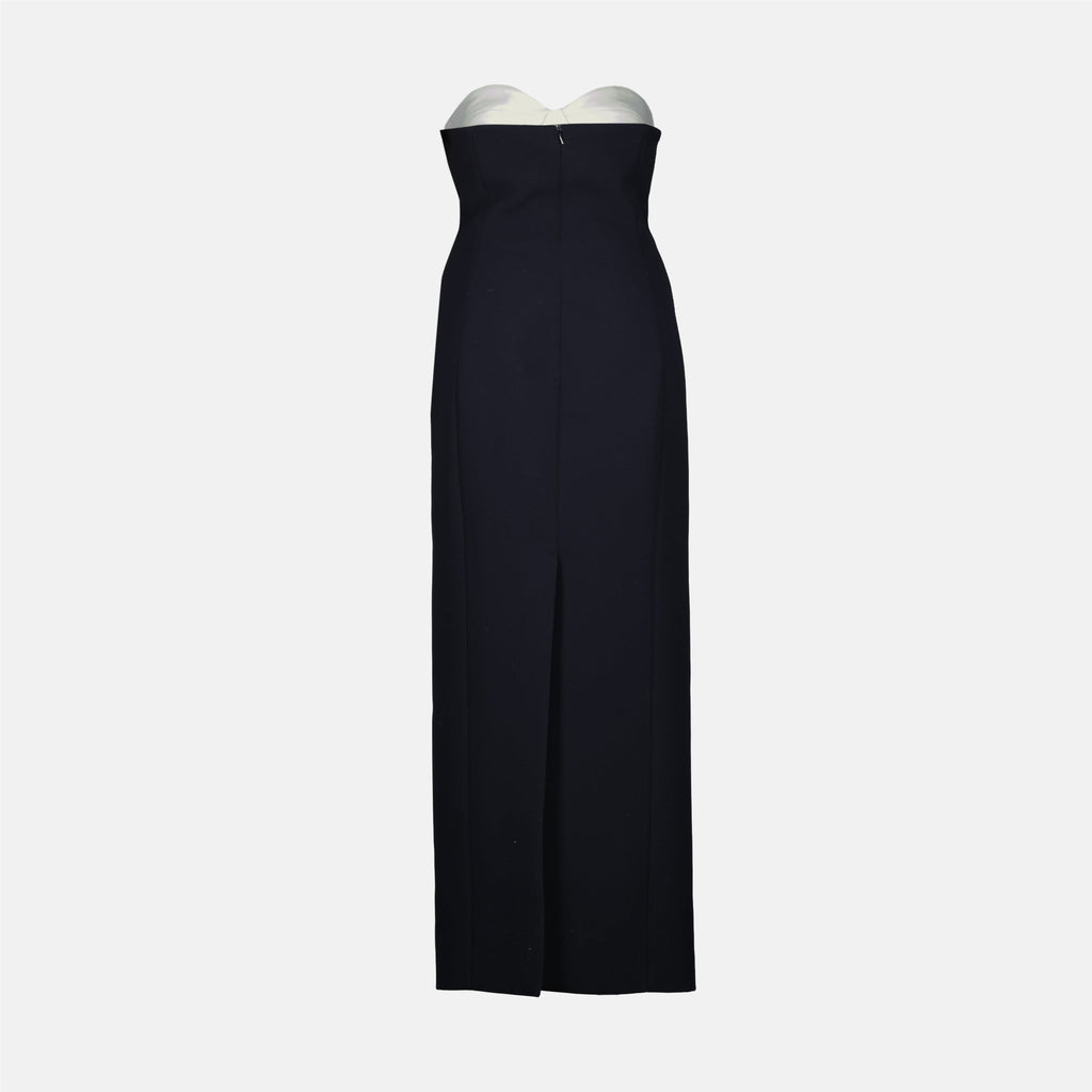 Khaite dress, navy blue dress, luxury ready-to-wear, crêpe fabric, elegant dress