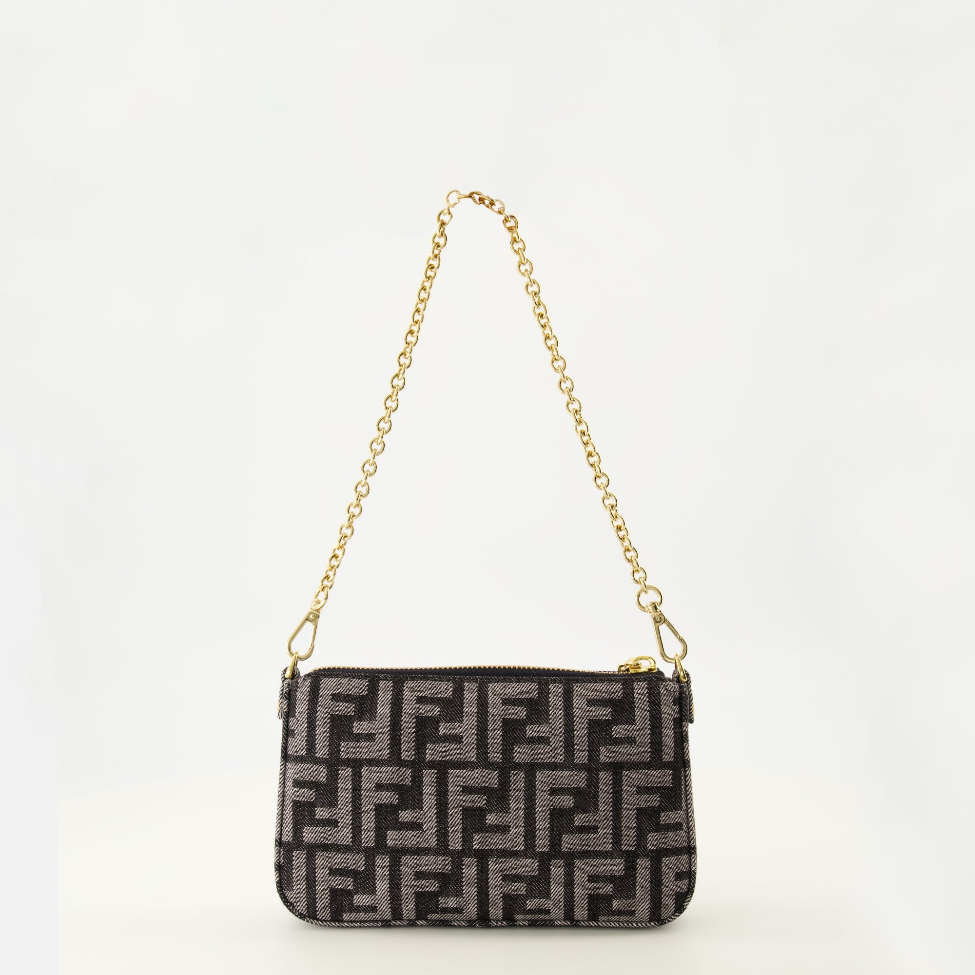 Fendi denim pouch, designer accessories, luxury bags, high-end fashion, autumn-winter collection 2025