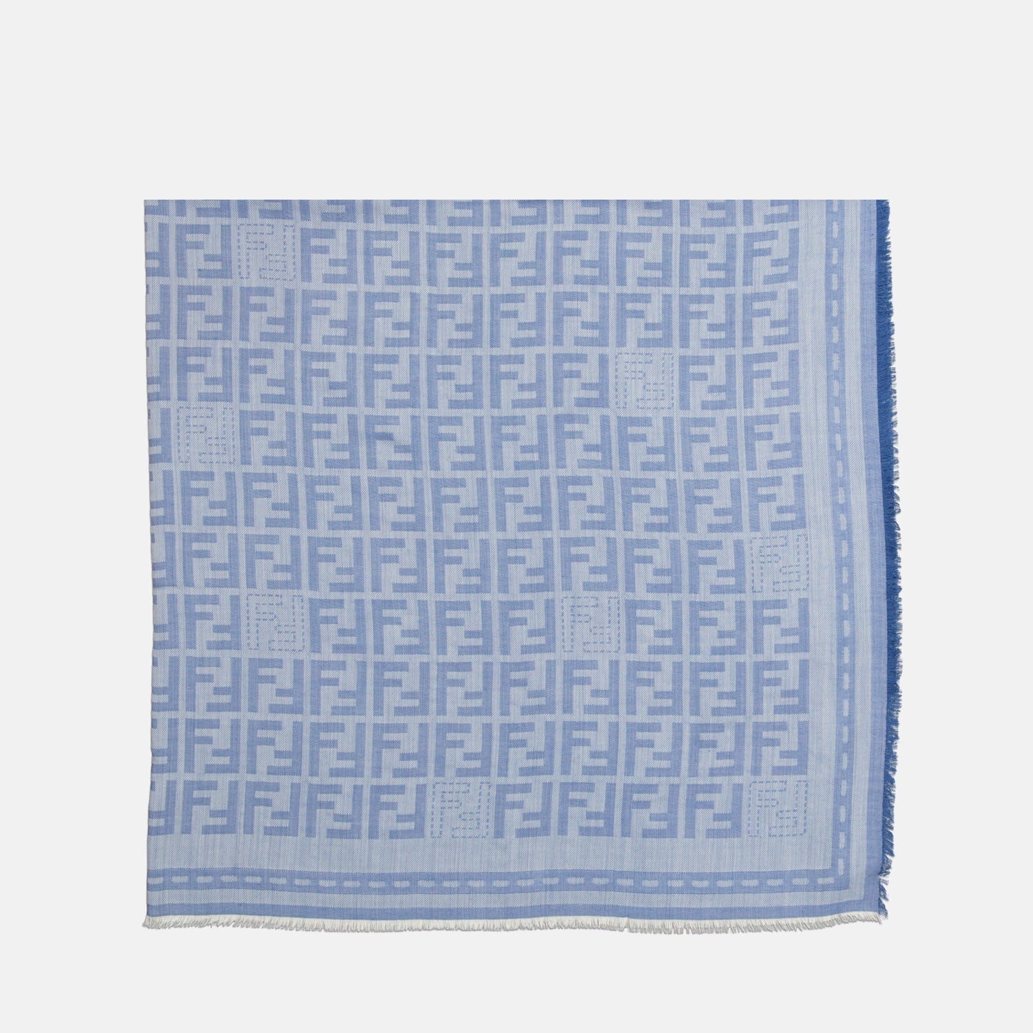 FF shawl, blue wool shawl, designer accessories, Fendi shawl, luxury fashion accessory