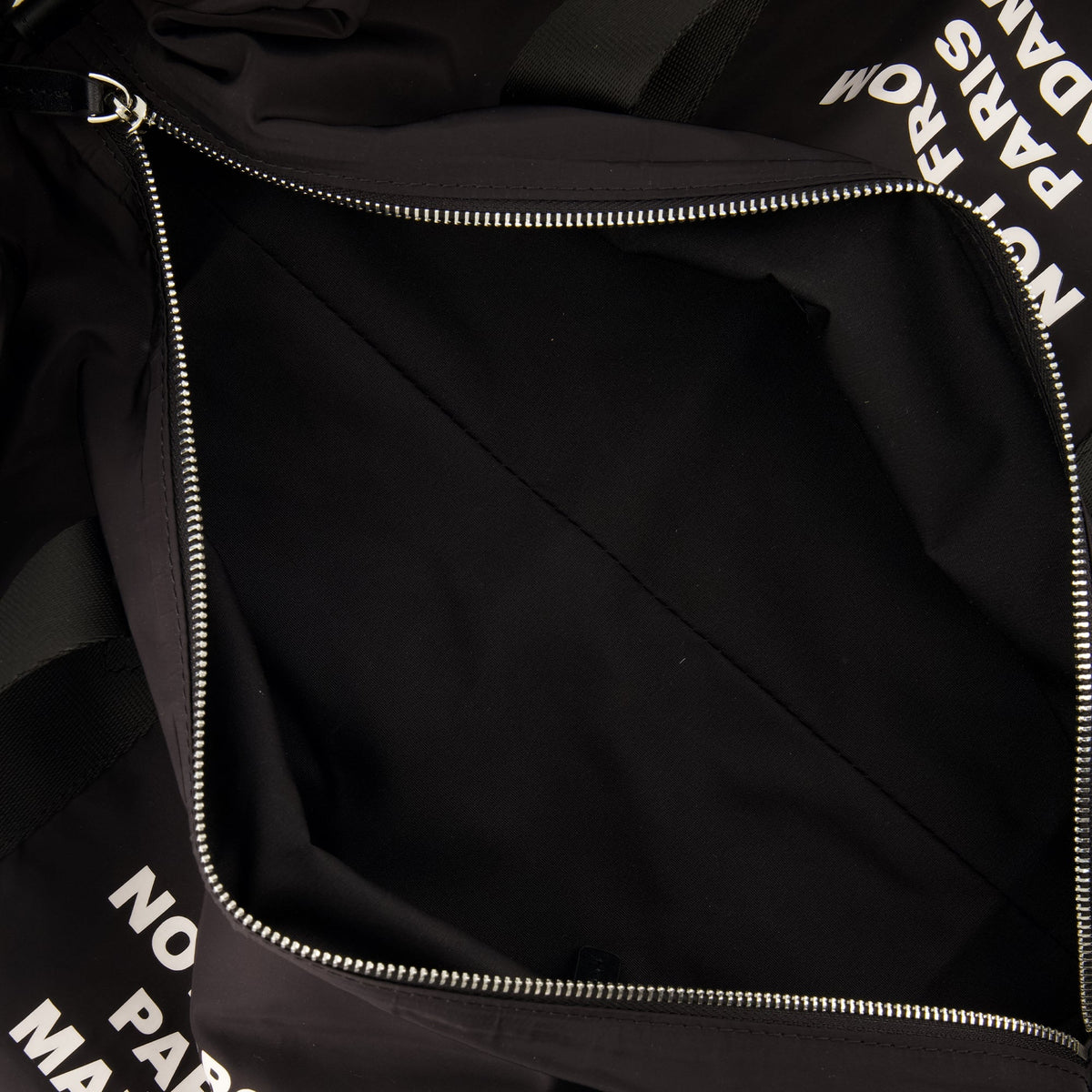 Borsone nero in nylon con slogan
