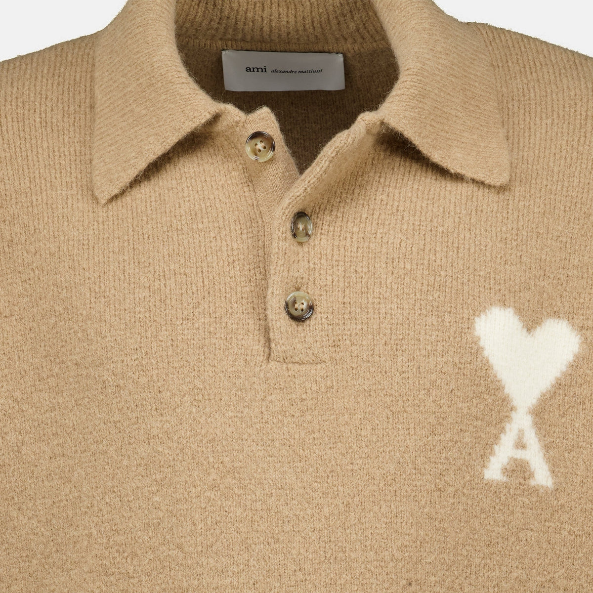 Beige Alpaca Sweater with Heart Logo