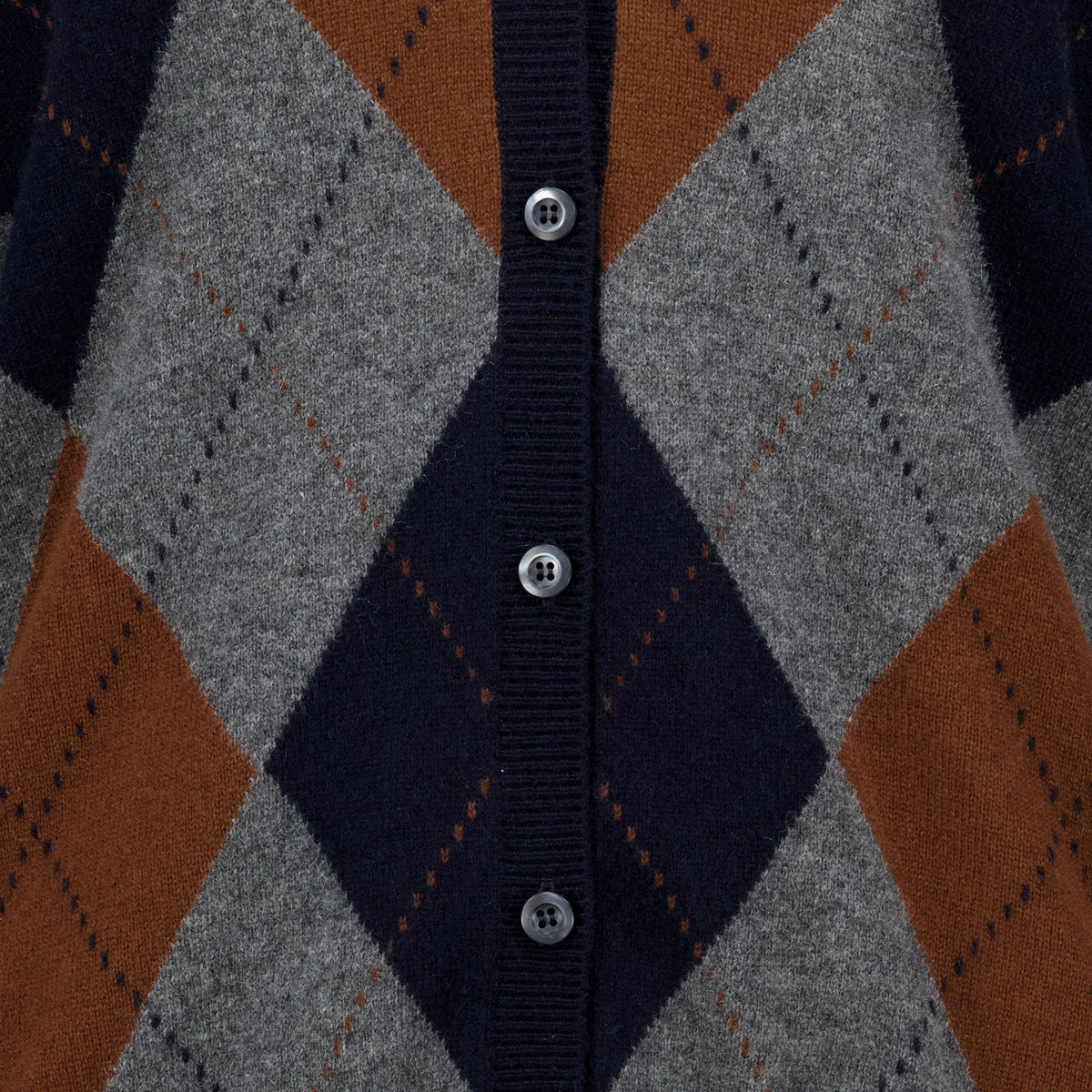 Navy Wool Check-Front Cardigan
