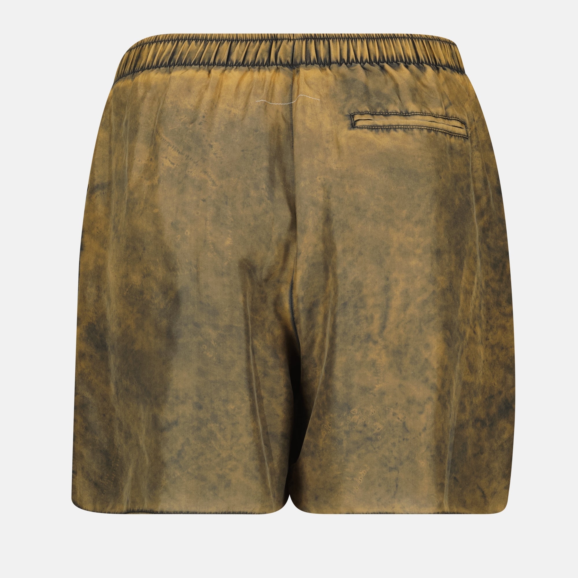 brown silk shorts, MM6 silk shorts, stylish shorts, summer shorts, casual shorts