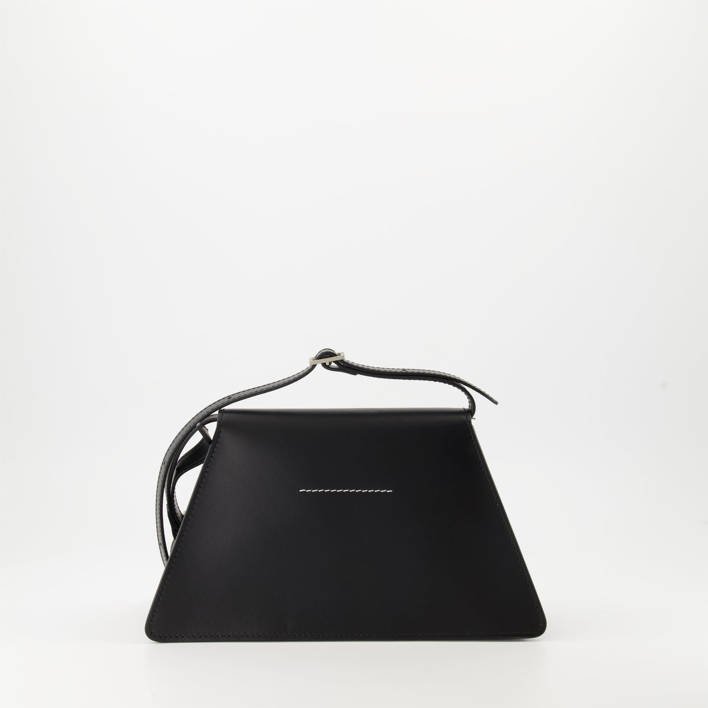 leather shoulder bag, MM6 collection, luxury accessories, adjustable strap, black designer bag