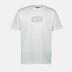 Christian Dior Couture T-shirt, white cotton T-shirt, embroidered logo shirt, short sleeve top, designer casual wear
