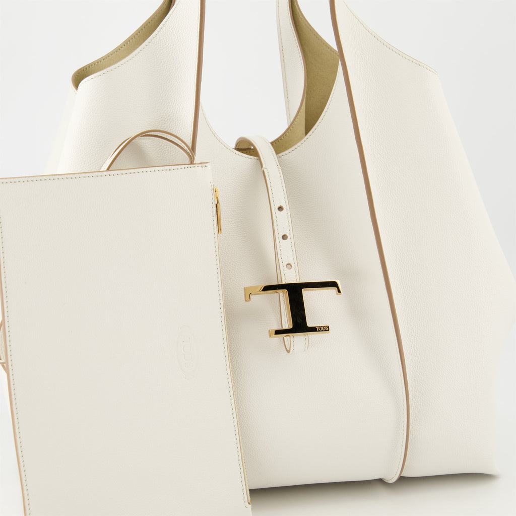 white leather tote bag, T Timeless, grained leather bag, designer tote, women's accessories