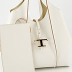 Imagem da tote bag de couro branco T Timeless da Tod's para mulheres - Temporada Primavera-Verão 2025 - Vista de Detalhe 1