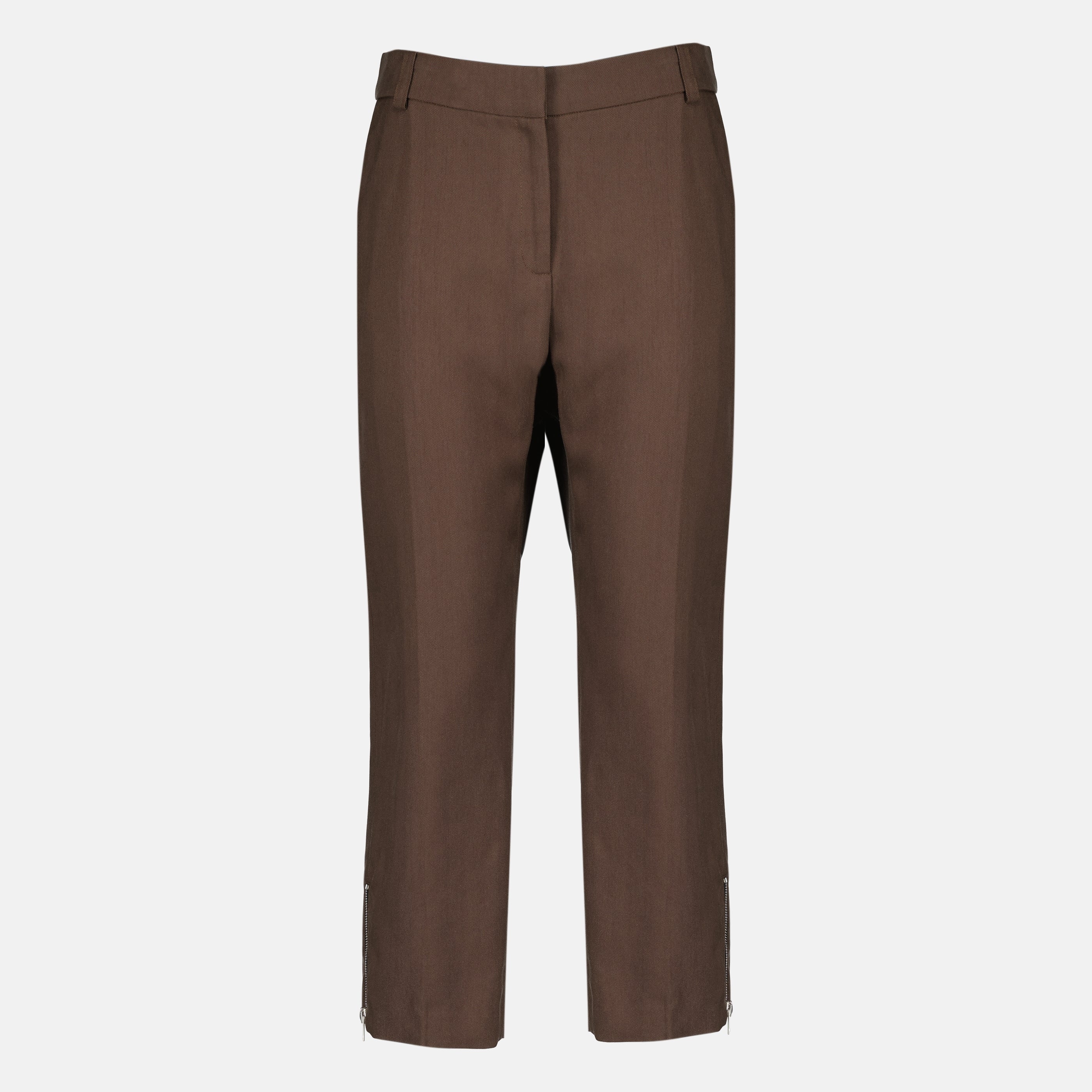Brown Cotton Straight Jeans