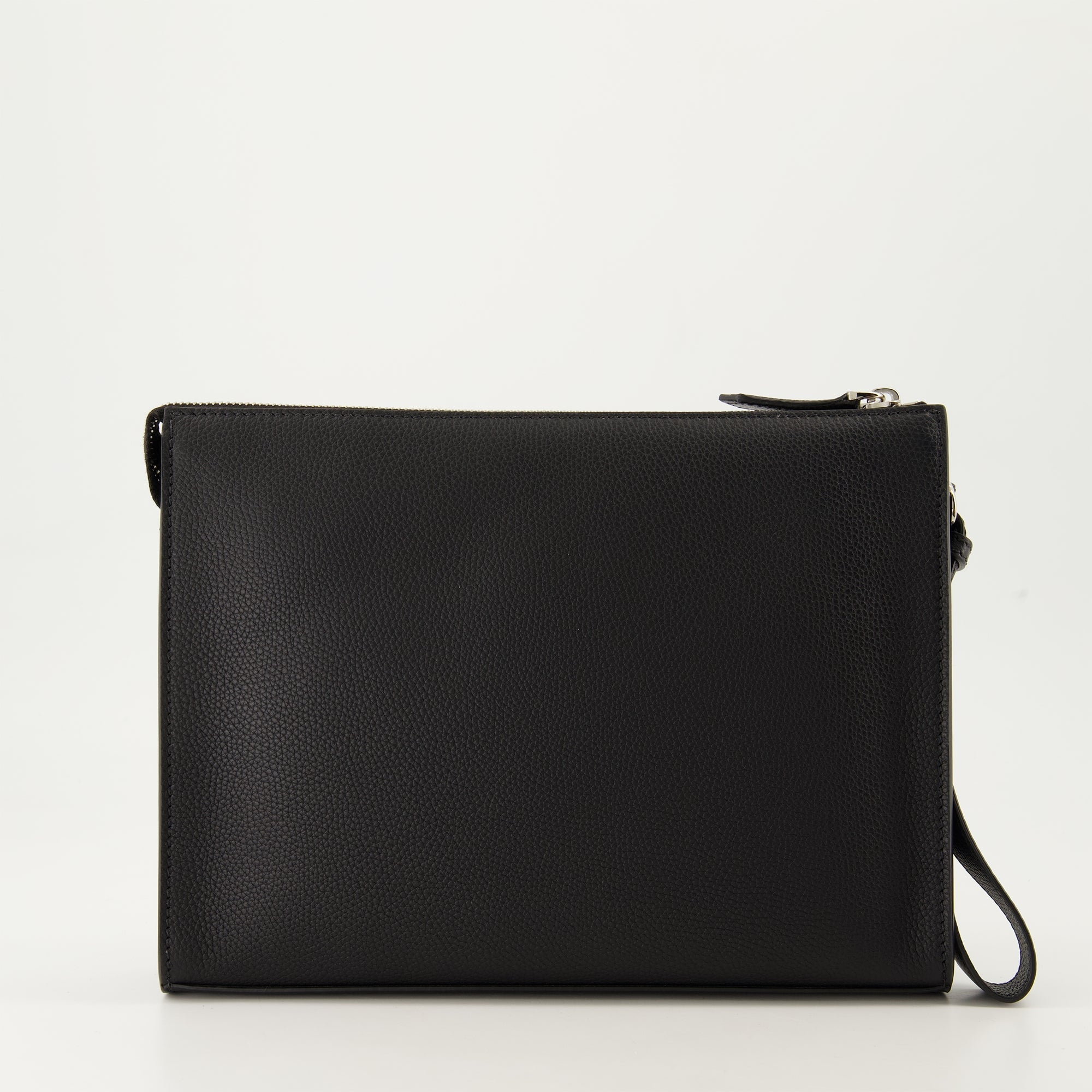 Fendi Pochette, Black Leather Bag, Luxury Accessories, Grained Leather Clutch, Designer Pouch
