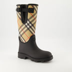 Burberry boots, rubber footwear, Check print shoes, non-slip boots, women's fashion footwear