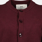 AMI de Coeur cardigan, burgundy cardigan, women's knitwear, luxury cardigan, fall winter fashion